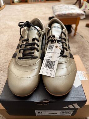 adidas Men’s Grand Court Lo Sneakers in Metallic Gold with Black